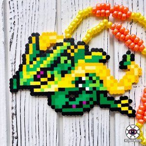 Mega Rayquaza Perler Necklace